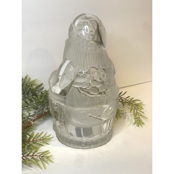 GORHAM Holiday Traditions Crystal Glass Santa Treat Jar 9 1/4" Made In Germany - Picture 8 of 8